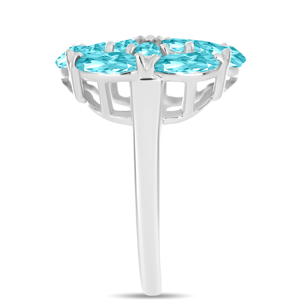 Anillo de Plata con Cuarzo Paraiba y Topacio Blanco 4 