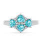 Anillo de Plata con Cuarzo Paraiba y Topacio Blanco