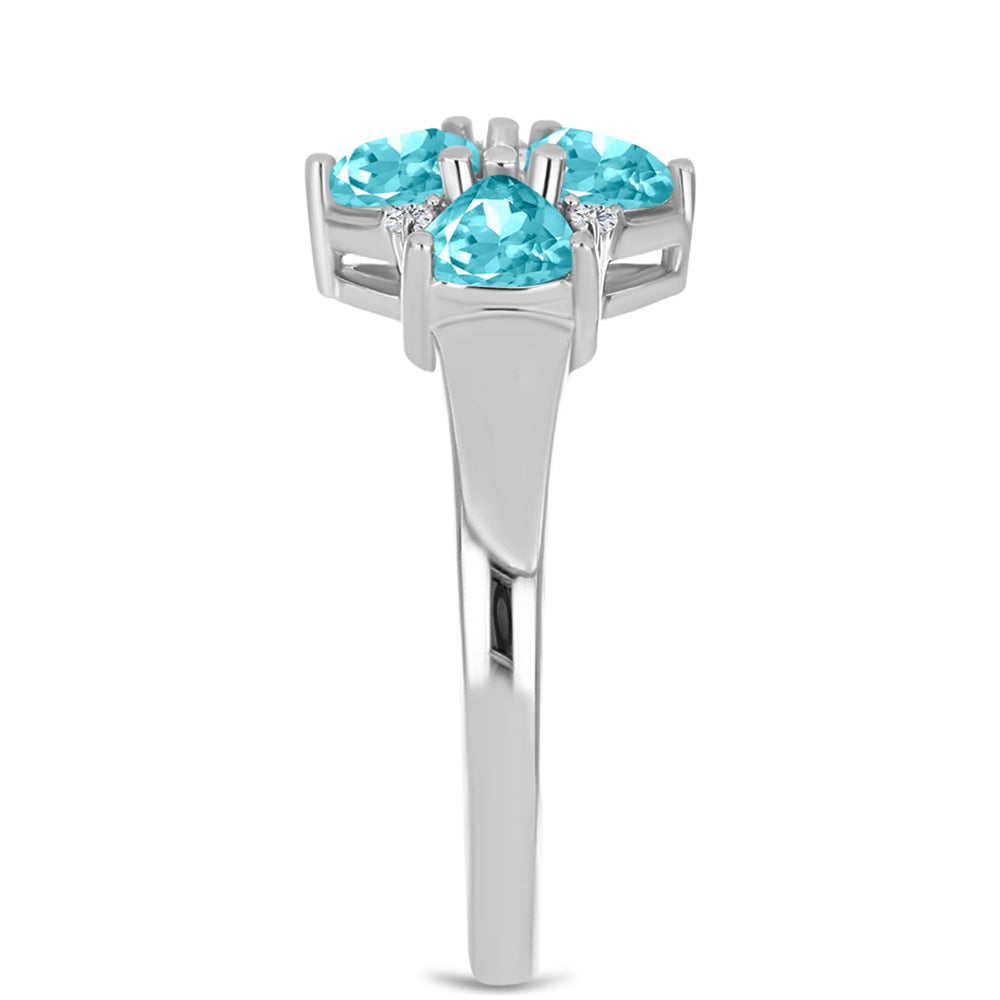 Anillo de Plata con Cuarzo Paraiba y Topacio Blanco 4 