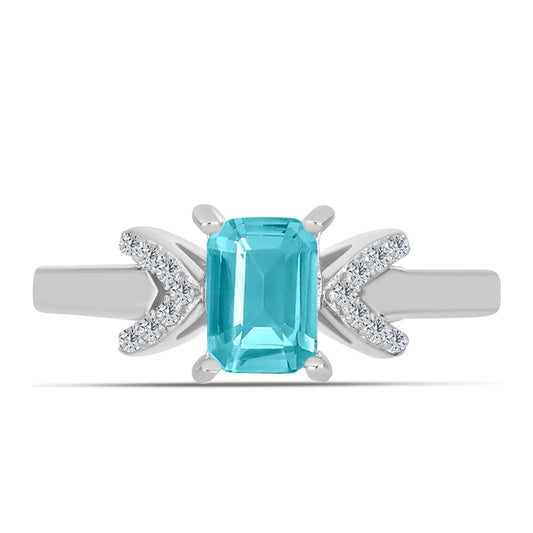 Anillo de Plata con Cuarzo Paraiba y Topacio Blanco