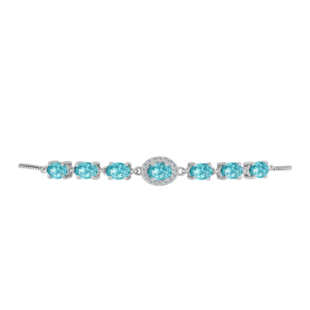 Pulsera de Plata con Cuarzo Paraiba y Topacio Blanco 2 