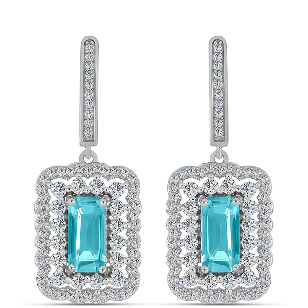 Pendientes de Plata con Cuarzo Paraiba y Topacio Blanco 1 