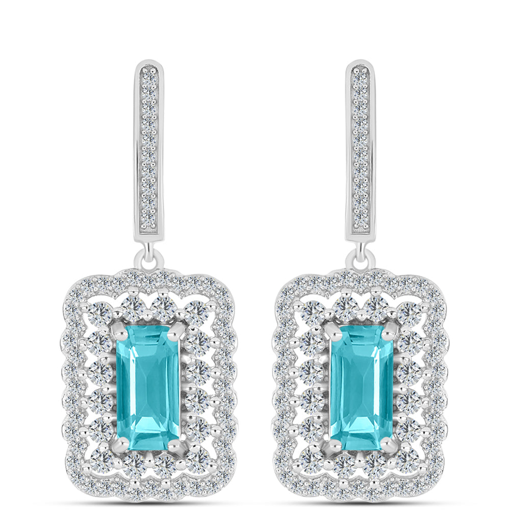 Pendientes de Plata con Cuarzo Paraiba y Topacio Blanco 2 