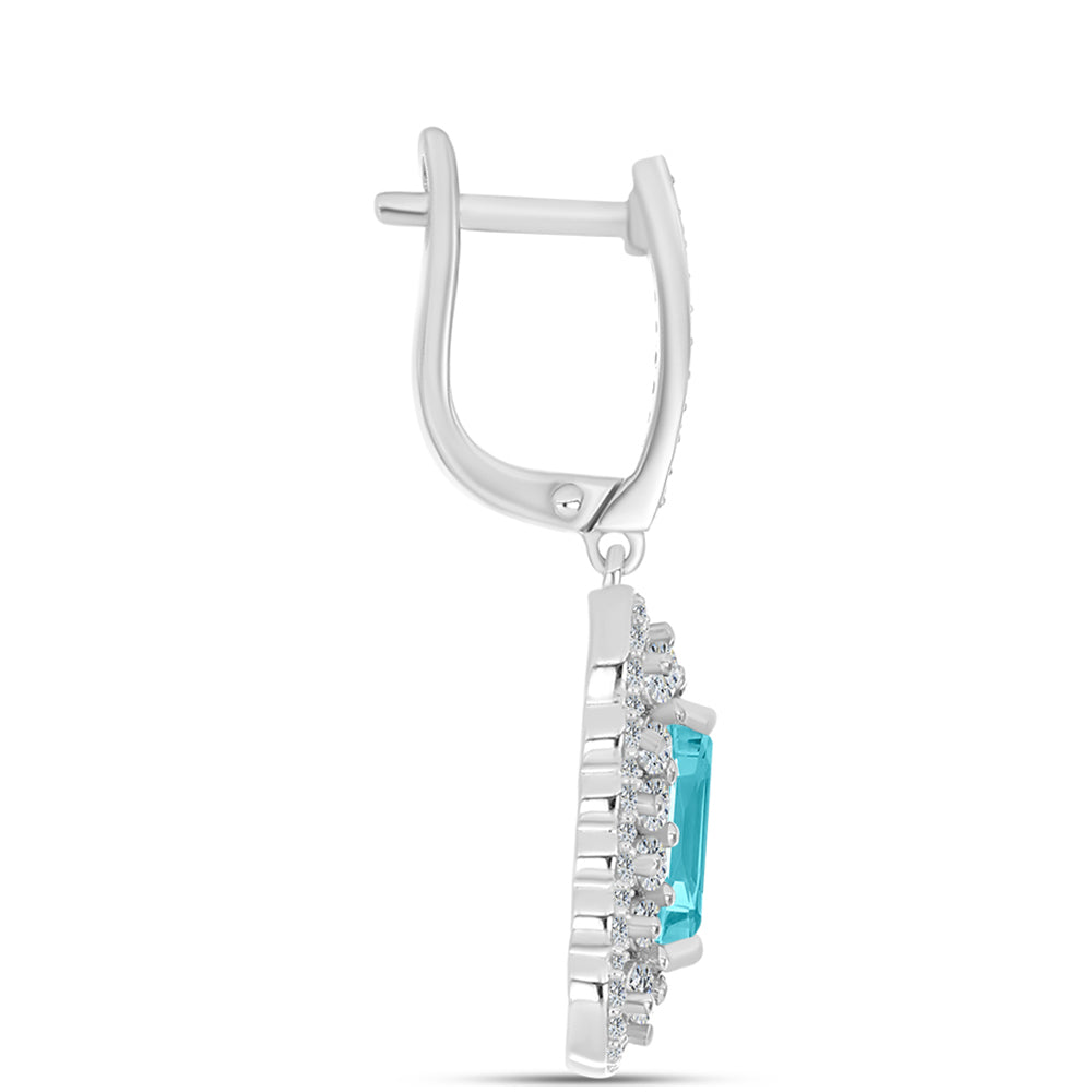Pendientes de Plata con Cuarzo Paraiba y Topacio Blanco 4 