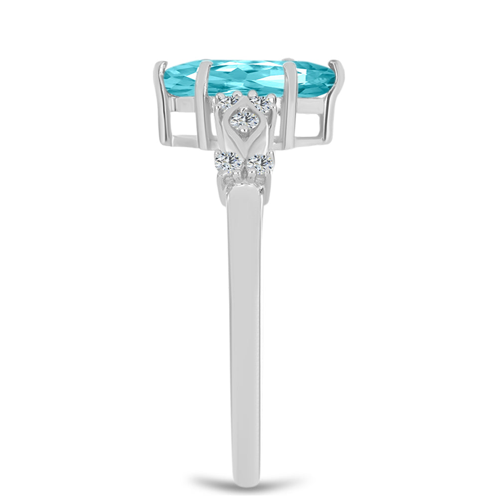Anillo de Plata con Cuarzo Paraiba y Topacio Blanco 4 