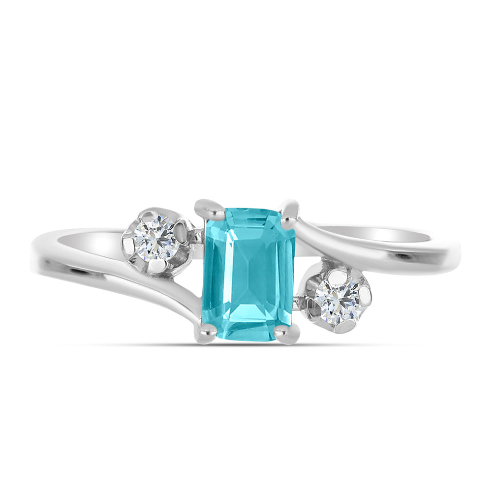 Anillo de Plata con Cuarzo Paraiba y Topacio Blanco