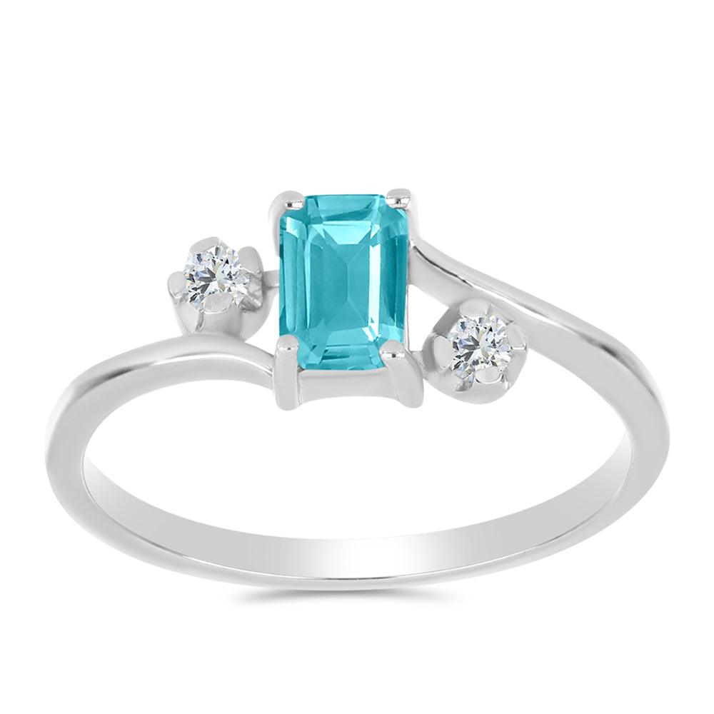 Anillo de Plata con Cuarzo Paraiba y Topacio Blanco