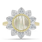Anillo de Plata Bañada en Oro con Madreperla y Topacio Blanco