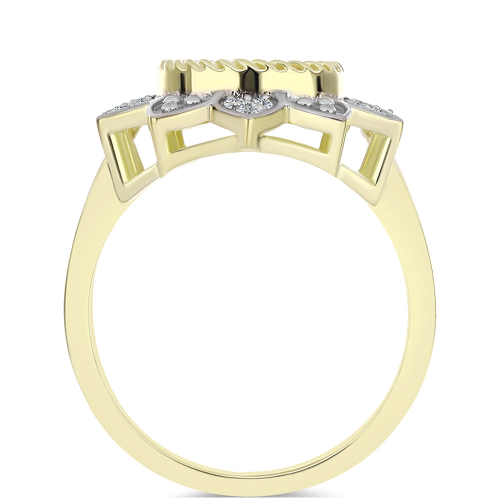 Anillo de Plata Bañada en Oro con Madreperla y Topacio Blanco