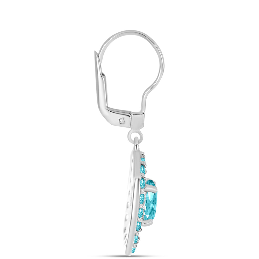 Pendientes de Plata con Cuarzo Paraiba y Topacio Blanco 2 