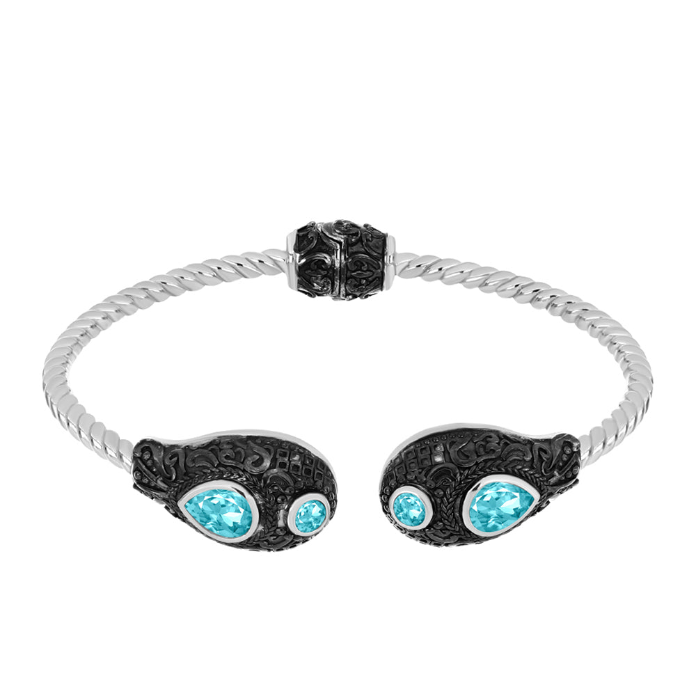 Brazalete de Plata con Cuarzo Paraiba 1 