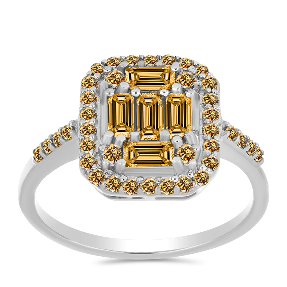 Anillo de Plata con Moisanita Champagne 3 
