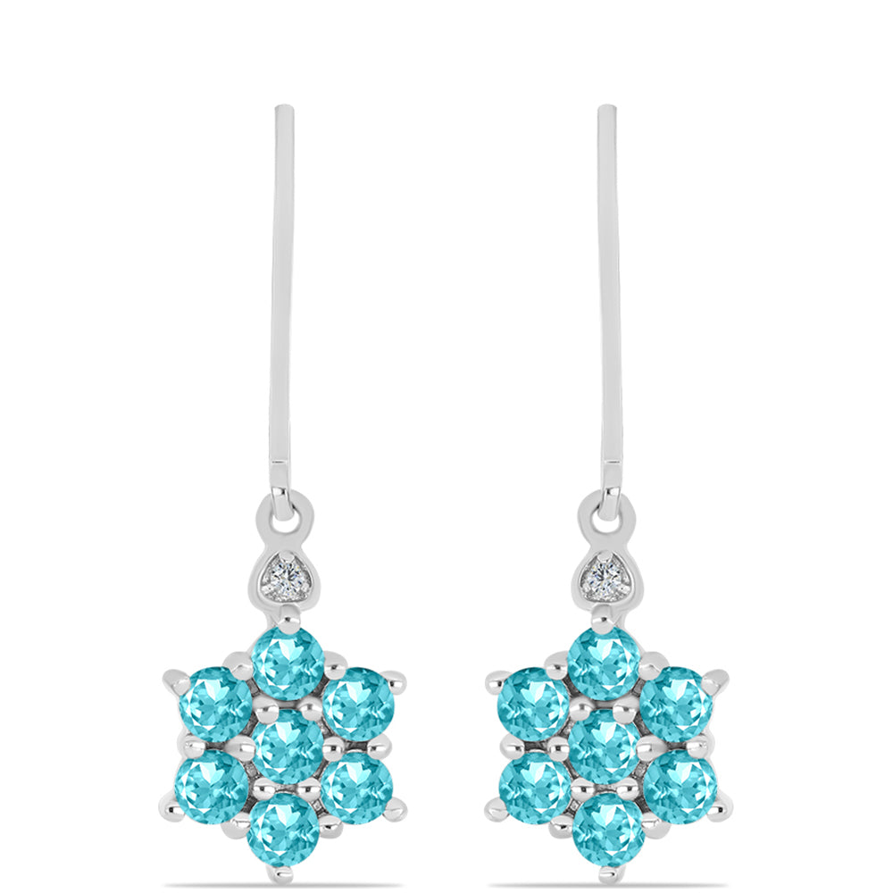 Pendientes de Plata con Cuarzo Paraiba y Topacio Blanco 1 