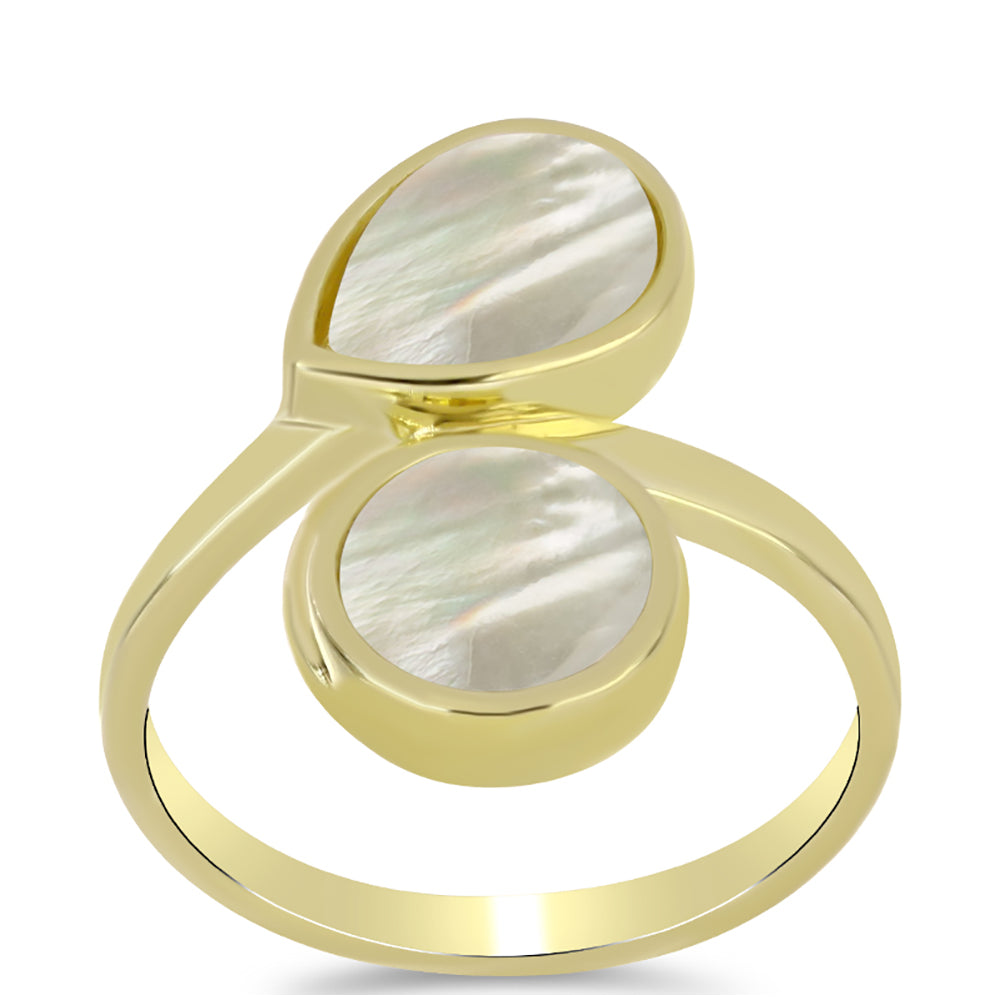 Anillo de Plata Bañada en Oro con Madreperla