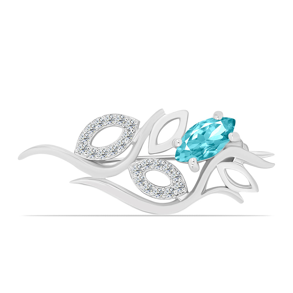 Broche de Plata con Cuarzo Paraiba y Topacio Blanco 1 