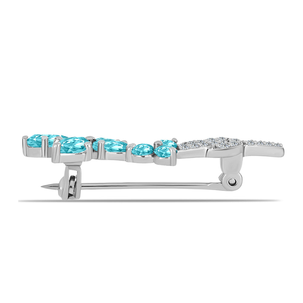 Broche de Plata con Cuarzo Paraiba y Topacio Blanco 2 