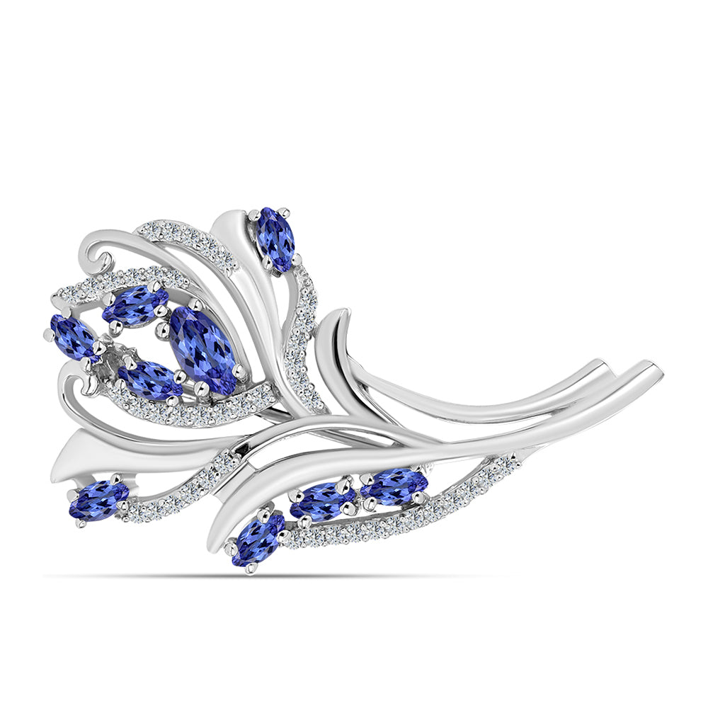 Broche de Plata con Tanzanita AAA 1 