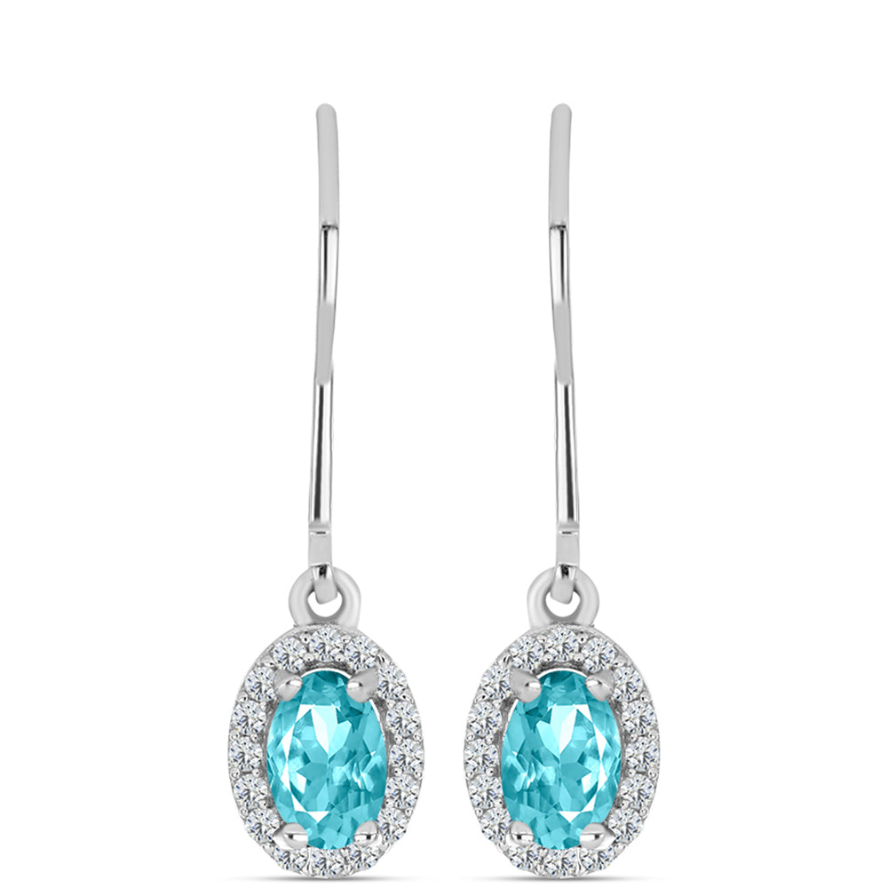 Pendientes de Plata con Cuarzo Paraiba y Topacio Blanco 1 