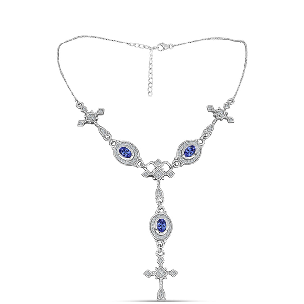 Collar de Plata con Tanzanita AAA y Topacio Blanco 1 