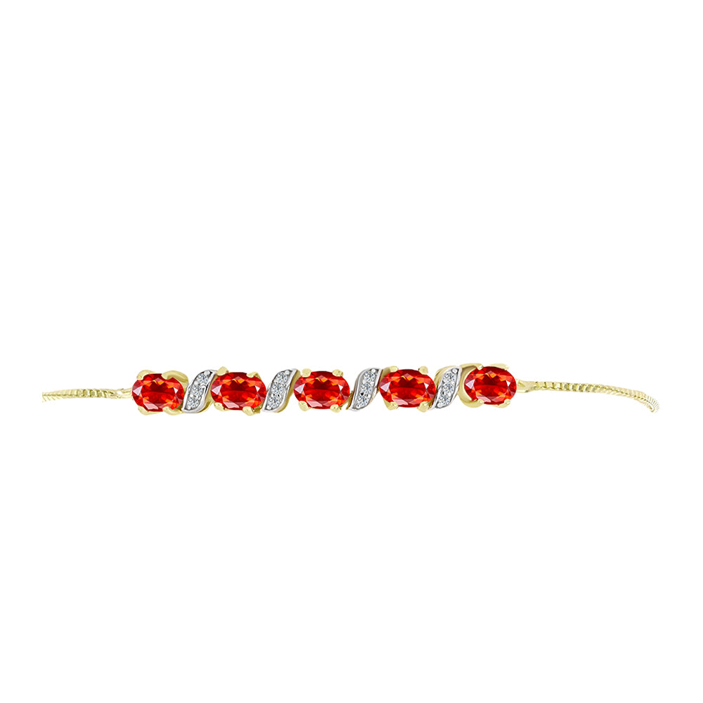Pulsera de Plata Bañada en Oro con Ópalo Rojo etíope de Lega Dembi y Topacio Blanco 2 