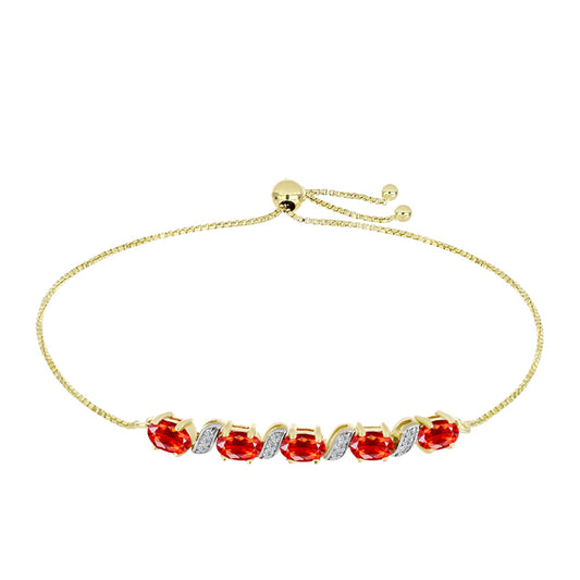 Pulsera de Plata Bañada en Oro con Ópalo Rojo etíope de Lega Dembi y Topacio Blanco