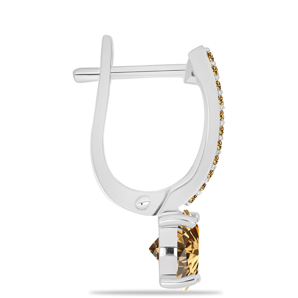 Pendientes de Plata con Moisanita Champagne 2 