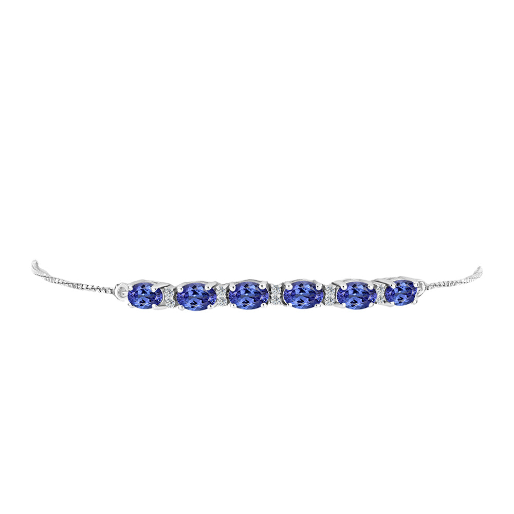 Pulsera de Plata con Tanzanita AAA y Topacio Blanco