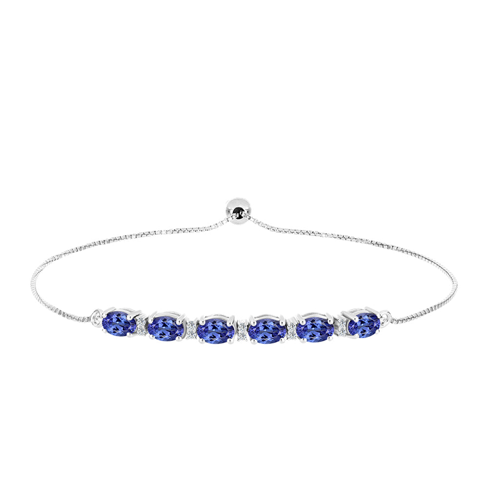Pulsera de Plata con Tanzanita AAA y Topacio Blanco 1 