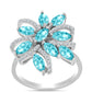 Anillo de Plata con Cuarzo Paraiba y Topacio Blanco