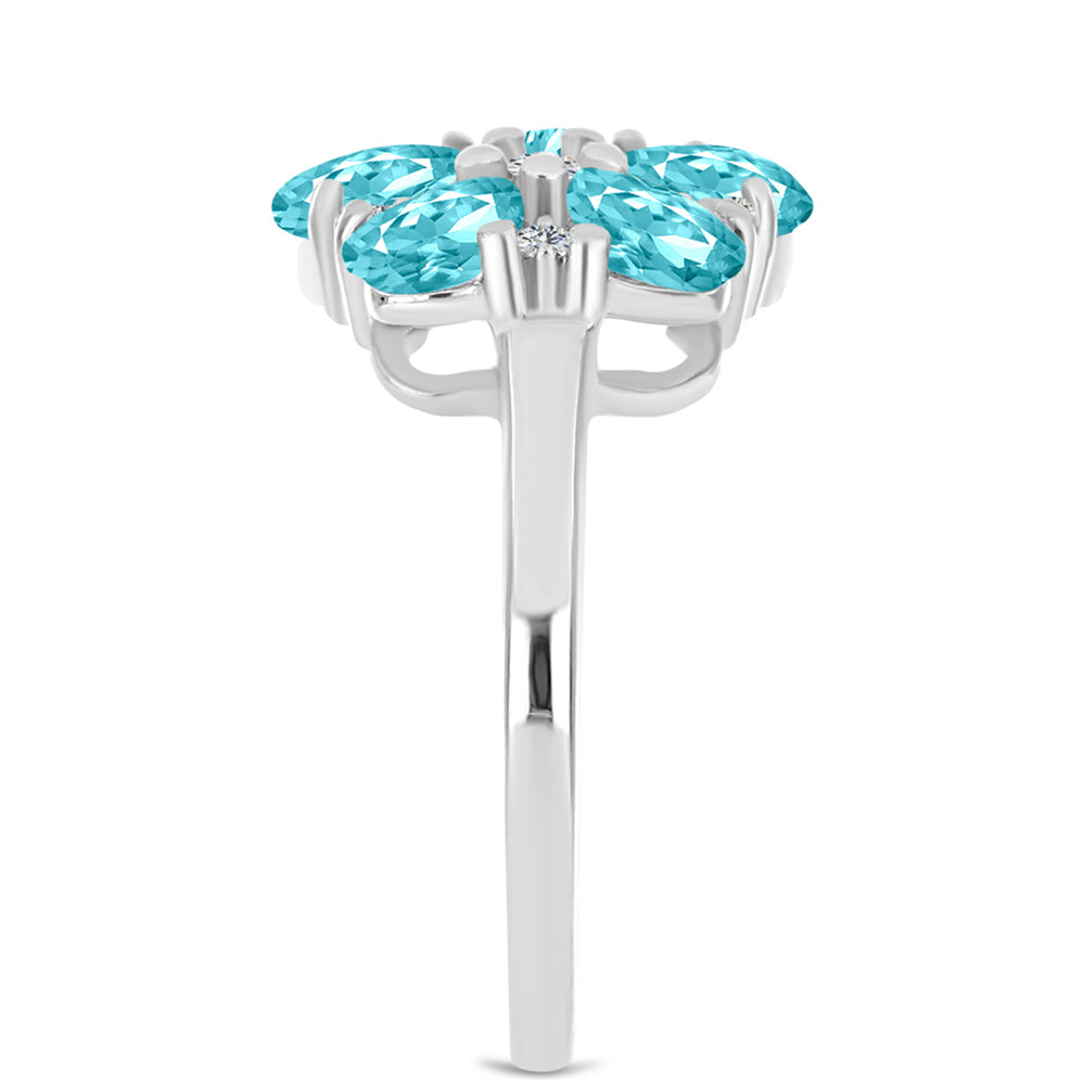 Anillo de Plata con Cuarzo Paraiba y Topacio Blanco 4 