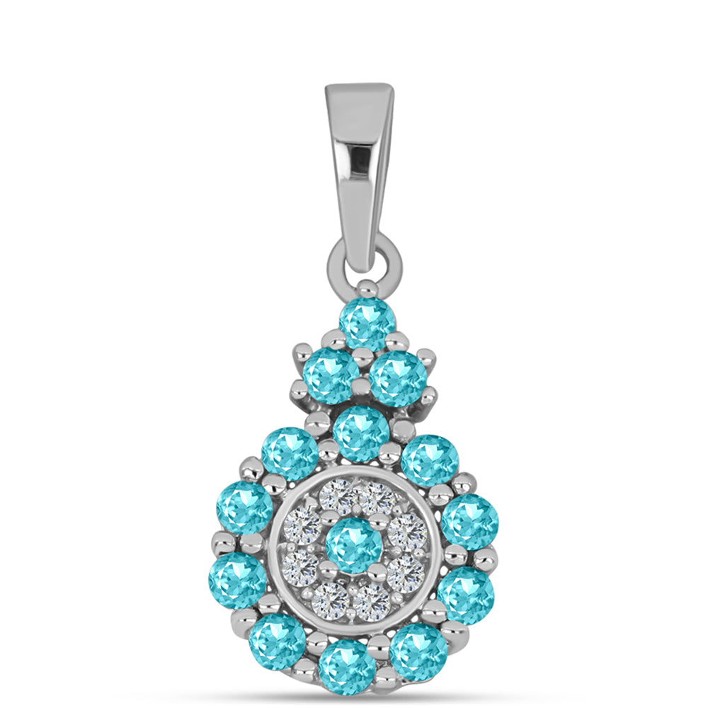 Colgante de Plata con Cuarzo Paraiba y Topacio Blanco