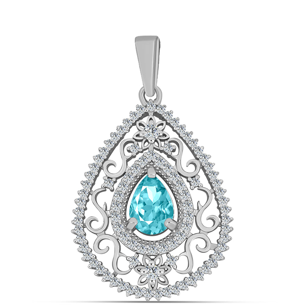 Colgante de Plata con Cuarzo Paraiba y Topacio Blanco 1 