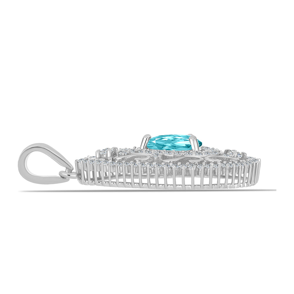 Colgante de Plata con Cuarzo Paraiba y Topacio Blanco 2 