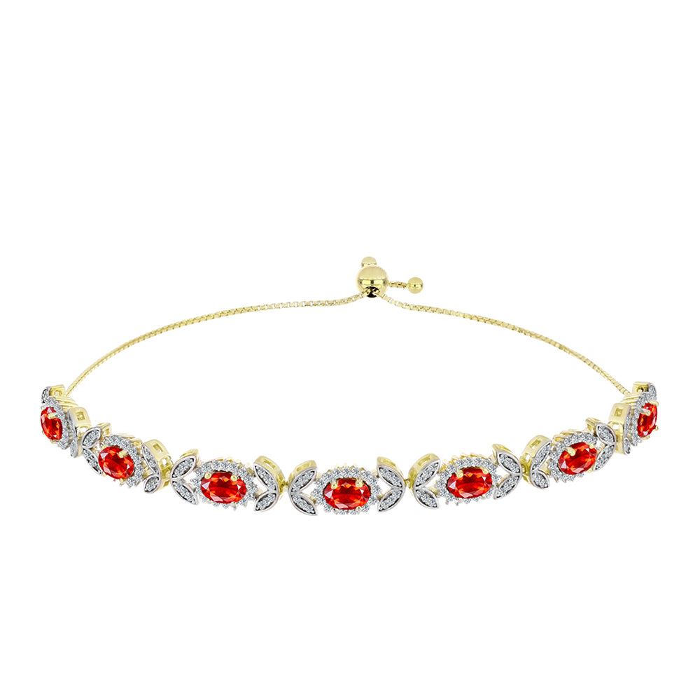 Pulsera de Plata Bañada en Oro con Ópalo Rojo etíope de Lega Dembi y Topacio Blanco 1 