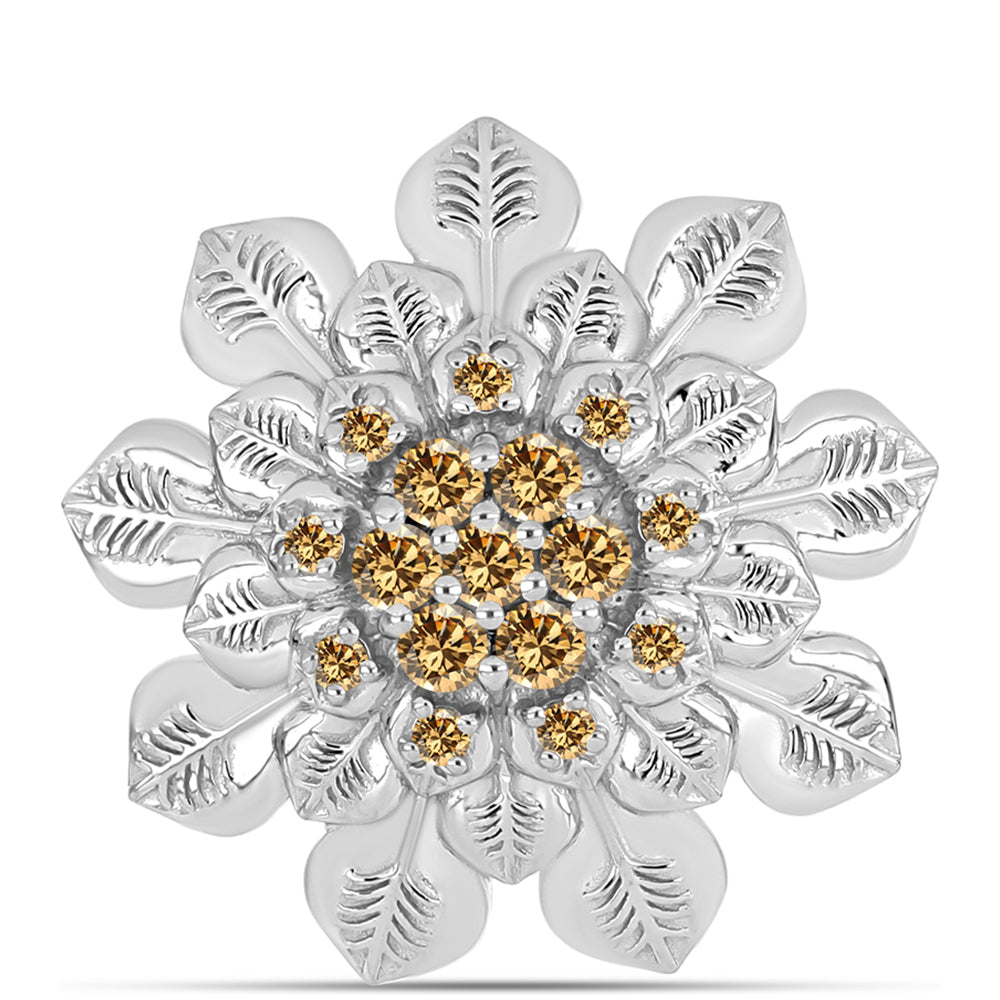 Broche de Plata con Moisanita Champagne 1 