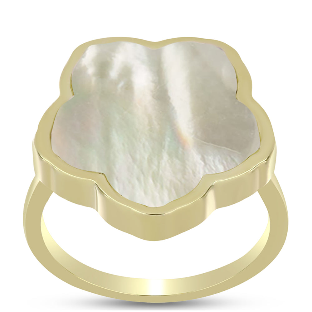 Anillo de Plata Bañada en Oro con Madreperla 3 