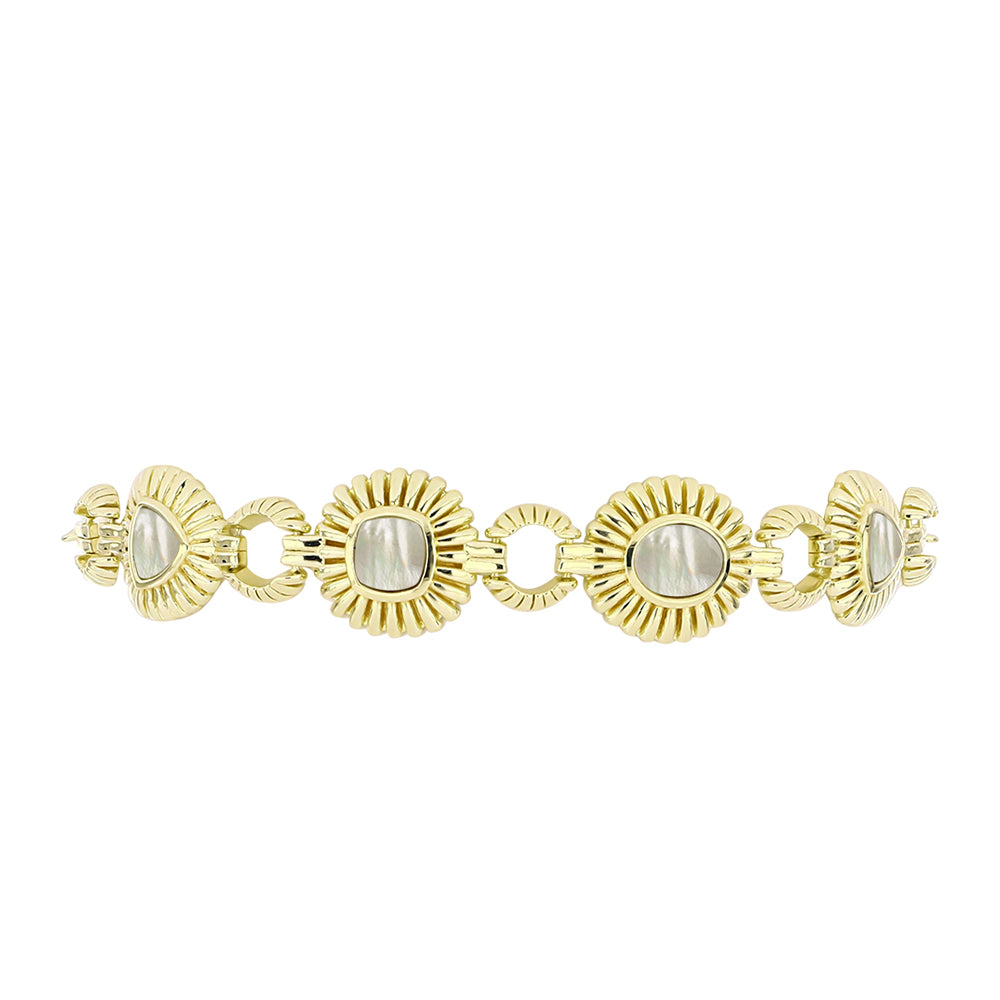Pulsera de Plata Bañada en Oro con Madreperla