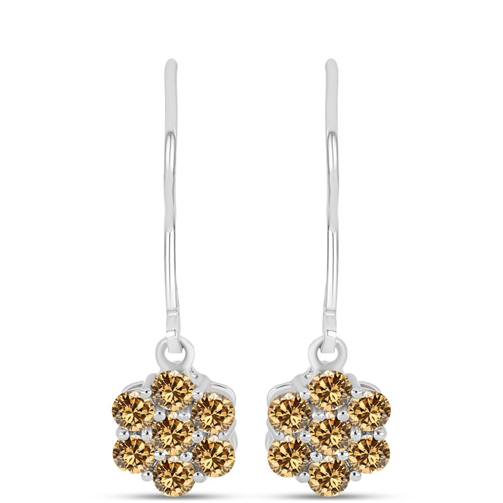 Pendientes de Plata con Moisanita Champagne