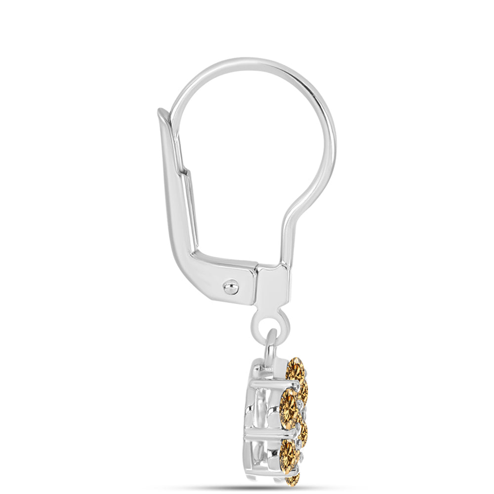 Pendientes de Plata con Moisanita Champagne 2 