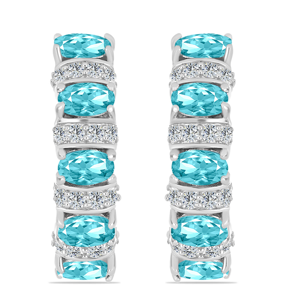 Pendientes de Plata con Cuarzo Paraiba y Topacio Blanco 1 