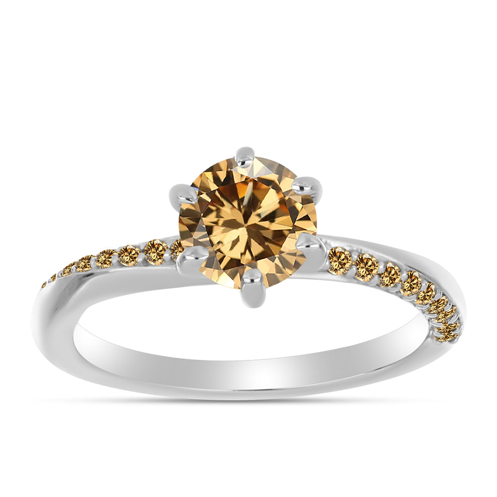 Anillo de Plata con Moisanita Champagne 1 