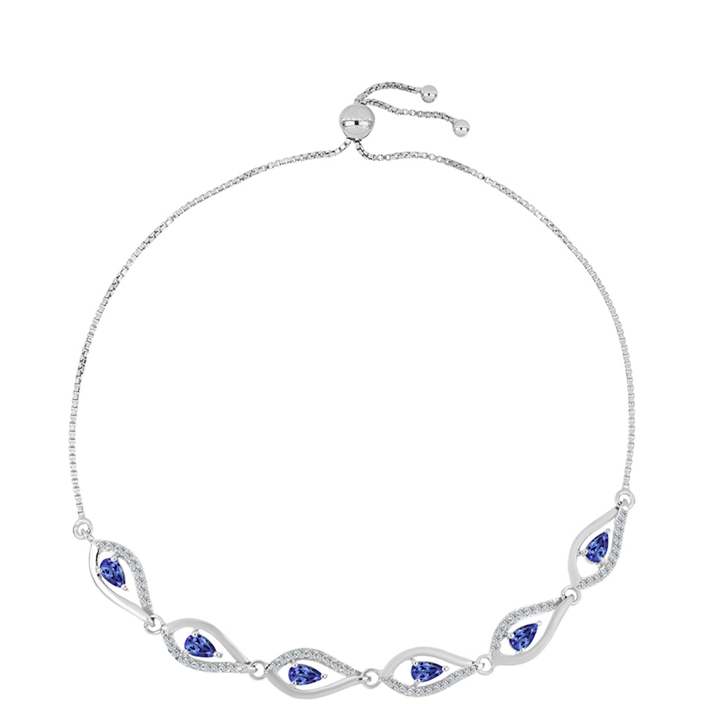 Pulsera de Plata con Tanzanita AAA y Topacio Blanco 1 