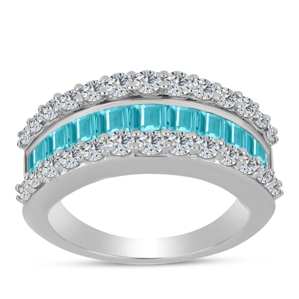 Anillo de Plata con Cuarzo Paraiba y Topacio Blanco 1 