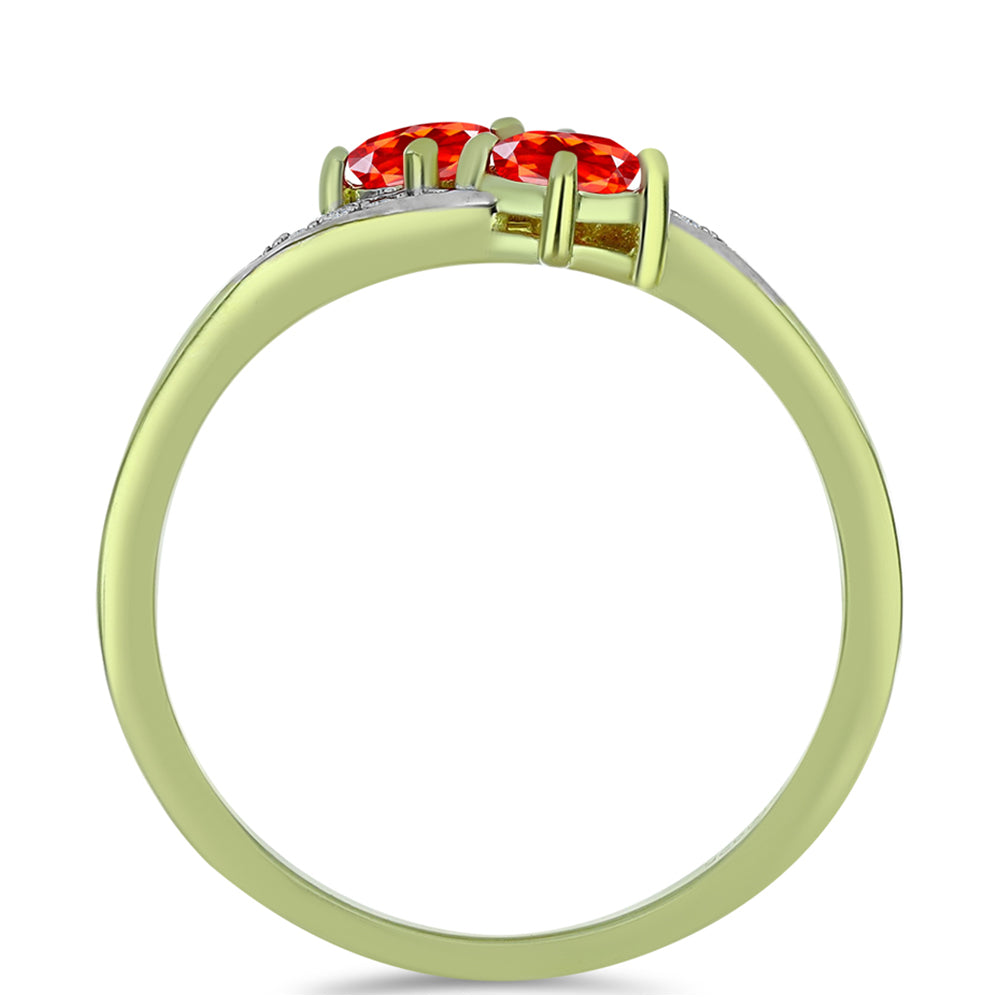 Anillo de Plata Bañada en Oro con Ópalo Rojo etíope de Lega Dembi y Topacio Blanco 2 