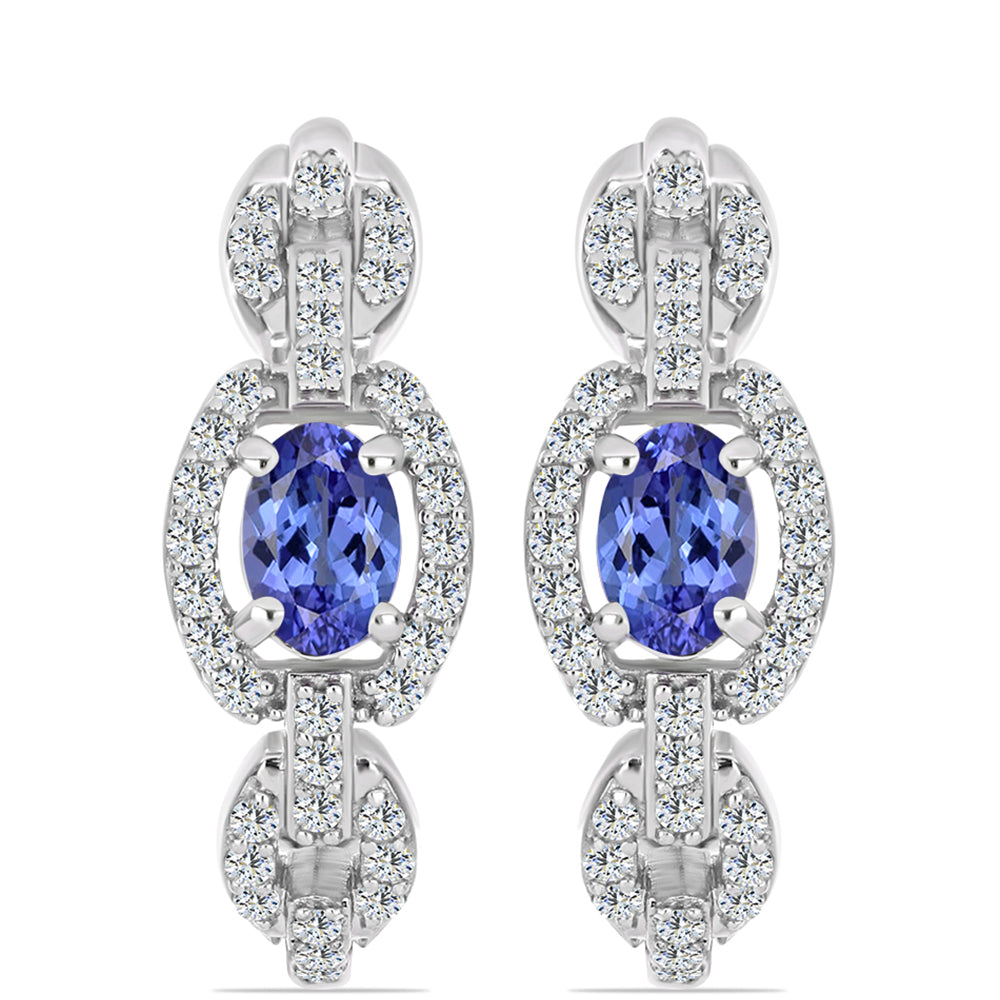 Pendientes de Plata con Tanzanita AAA y Topacio Blanco