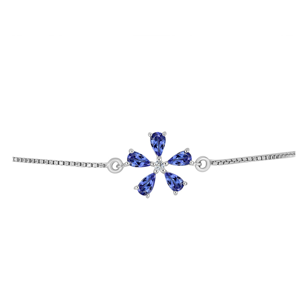 Pulsera de Plata con Tanzanita AAA y Topacio Blanco 2 