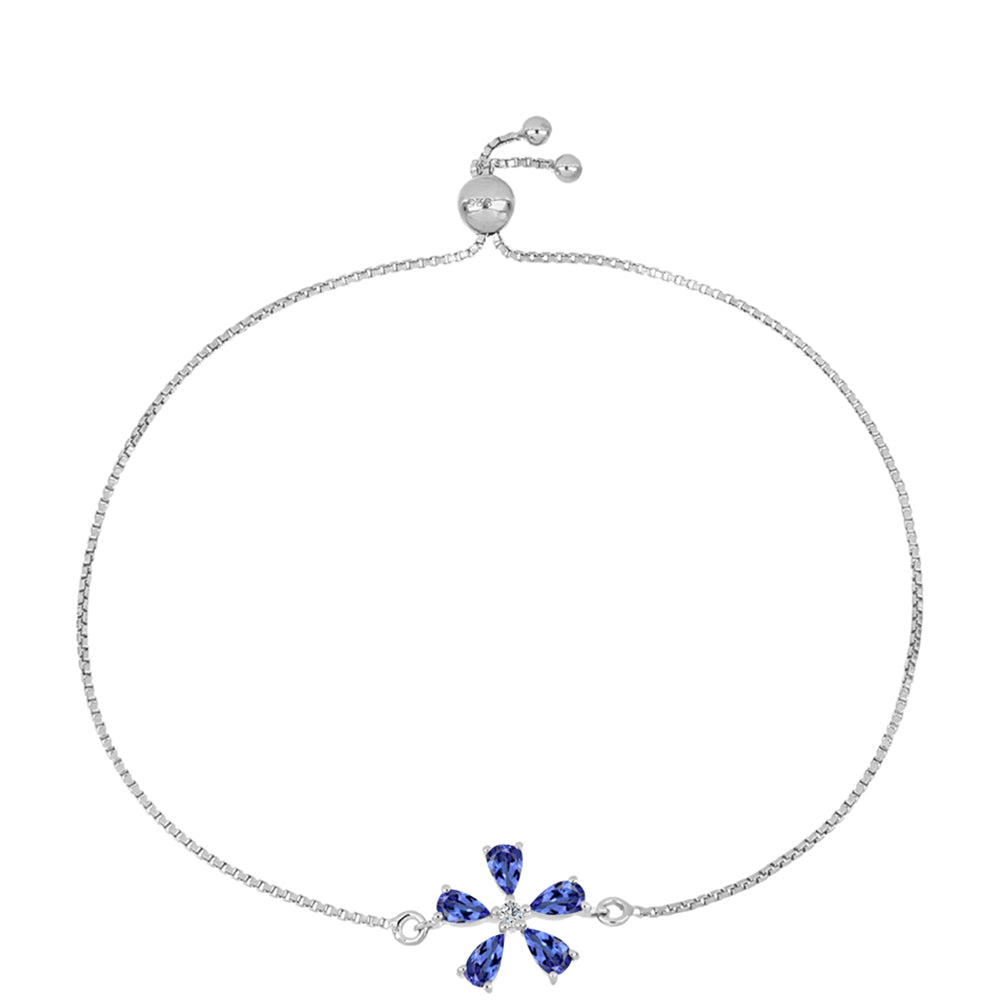 Pulsera de Plata con Tanzanita AAA y Topacio Blanco