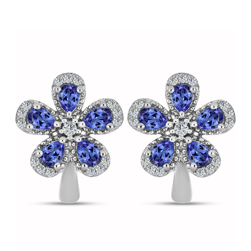 Pendientes de Plata con Tanzanita AAA y Topacio Blanco