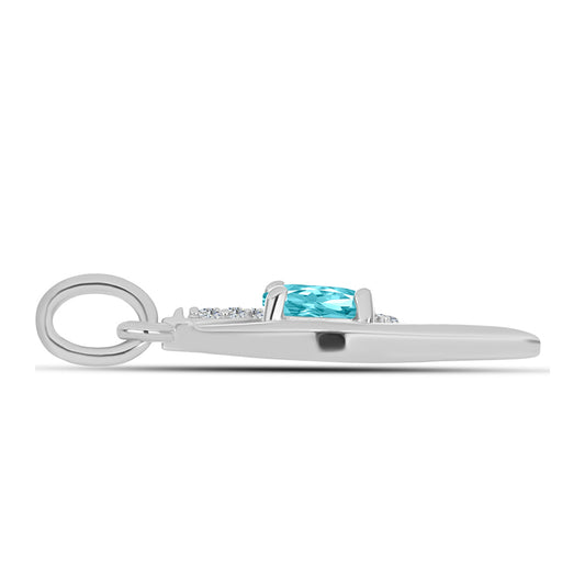 Colgante de Plata con Cuarzo Paraiba y Topacio Blanco