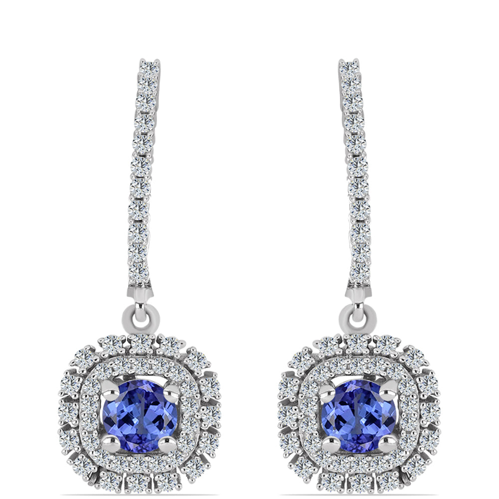 Pendientes de Plata con Tanzanita AAA y Topacio Blanco 1 